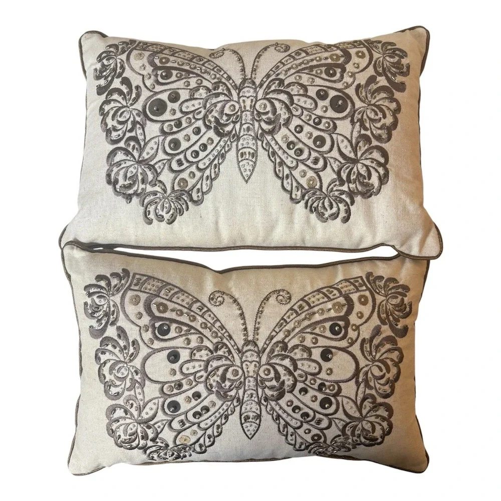 2 Pier 1 Imports Decorative Butterfly Pillows 14